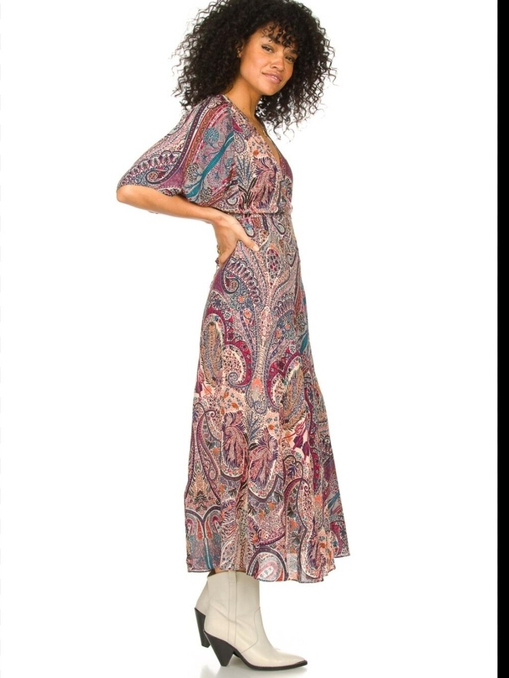 Ba&sh Boho Paisley Midi Dress in Multi-Color